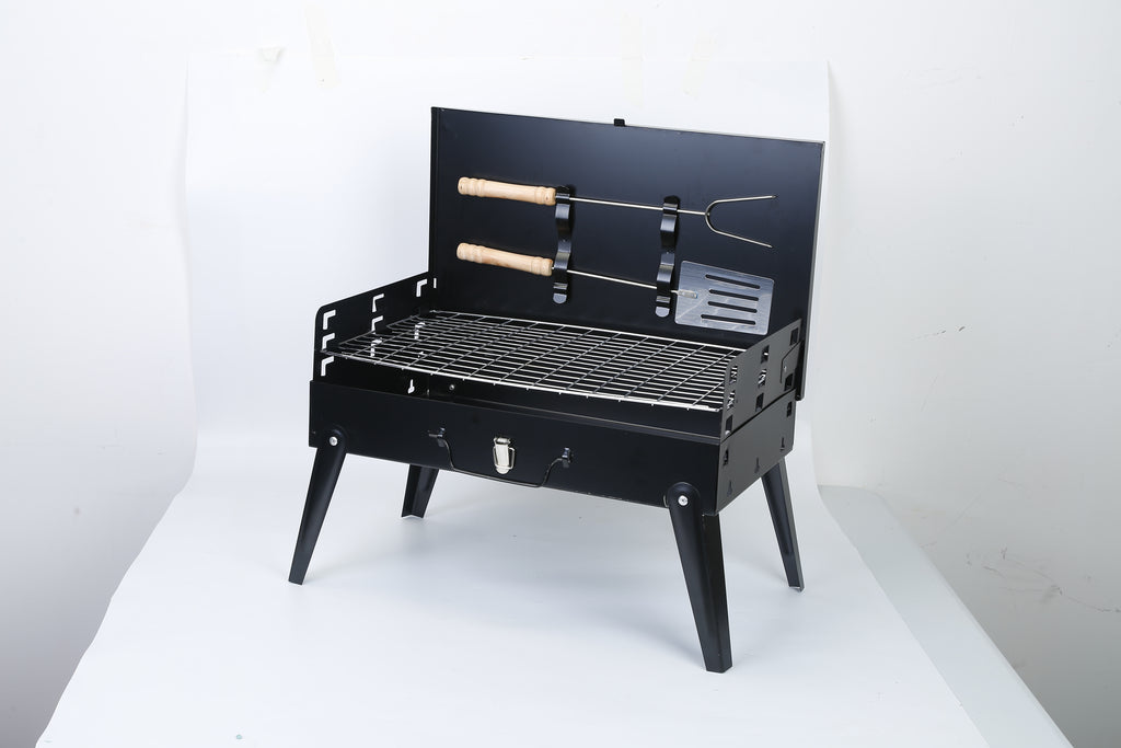 1Pc 16.7x10x17.7in Portable Charcoal Grill For Spring Summer Outdoor Activities Foldable BBQ Suitcase Grill Shelf For Outdoor Camping Picnics Garden Grilling Fedex Shipping