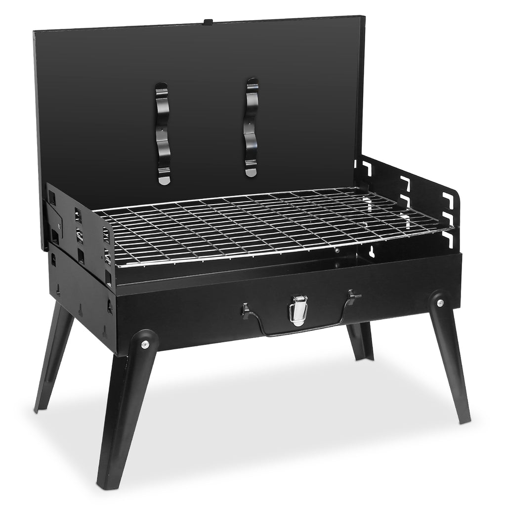 1Pc 16.7x10x17.7in Portable Charcoal Grill For Spring Summer Outdoor Activities Foldable BBQ Suitcase Grill Shelf For Outdoor Camping Picnics Garden Grilling Fedex Shipping