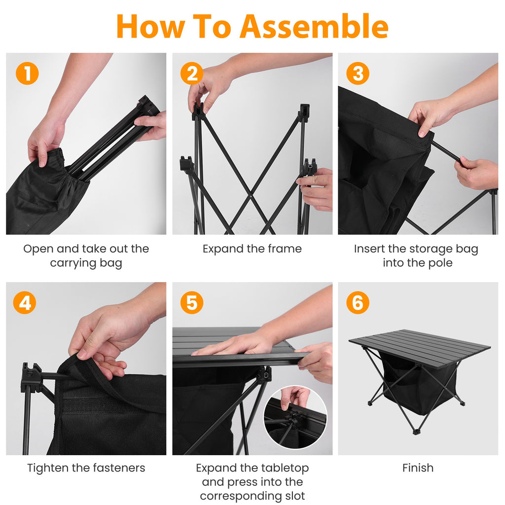 1Pc Foldable Camping Table With Storage Basket Rustproof Portable Aluminum Alloy Roll-Up Camping Table With Carrying Bag For Camping Hiking BBQ Picnic Fishing Fedex Shipping