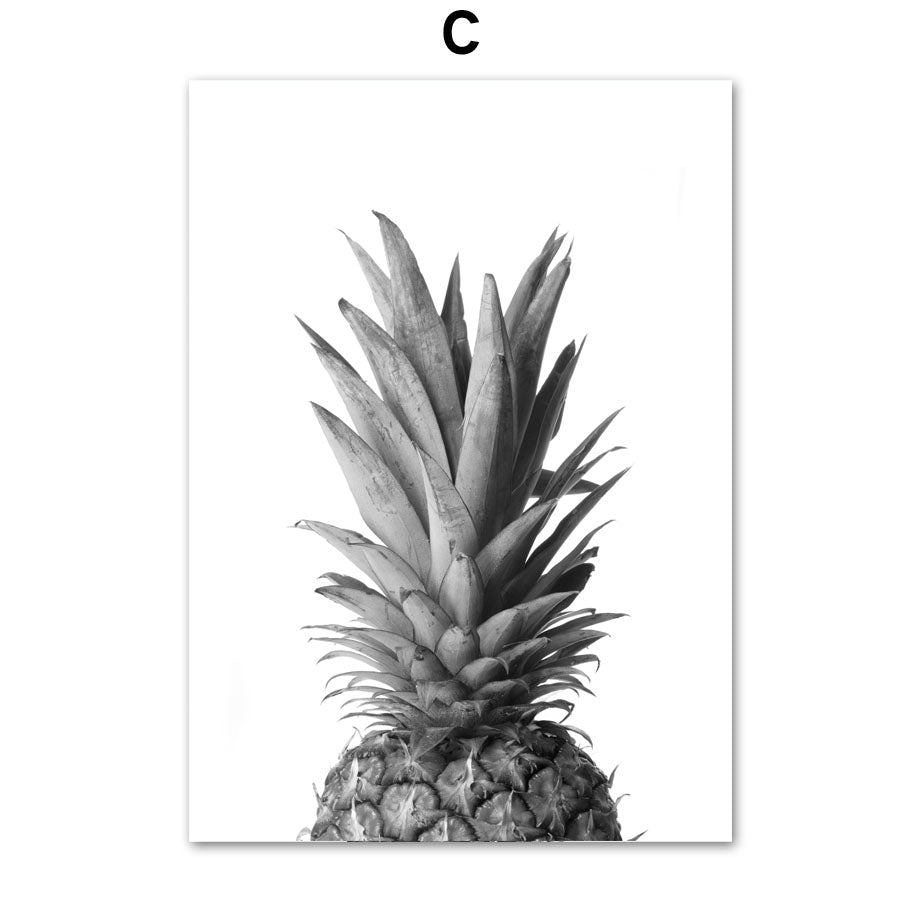 Giraffe Elephant Lion Pineapple Palm Tree Wall Canvas Painting